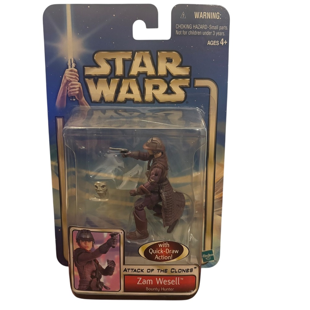 Star‎ Wars Attack of the Clones Zam Wesell Bounty Hunter Figure Collection 1 New